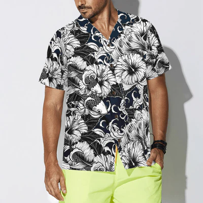 Koi Fish Hawaiian Shirt, Hibiscus Flower Aloha Shirt For Men - Perfect Gift For Men, Husband, Boyfriend, Friend, Family - Image 4