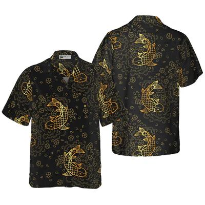Koi Fish Hawaiian Shirt, Koi Fish Seamless Pattern Aloha Shirt For Men - Perfect Gift For Men, Husband, Boyfriend, Friend, Family
