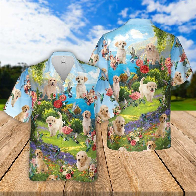 Labrador Aloha Hawaiian Shirt - Labrador Puppies Two Piece Hawaiian Shirt, Labrador Garden Hawaiian Shirt For Men & Women, Labrador Lover - Image 2