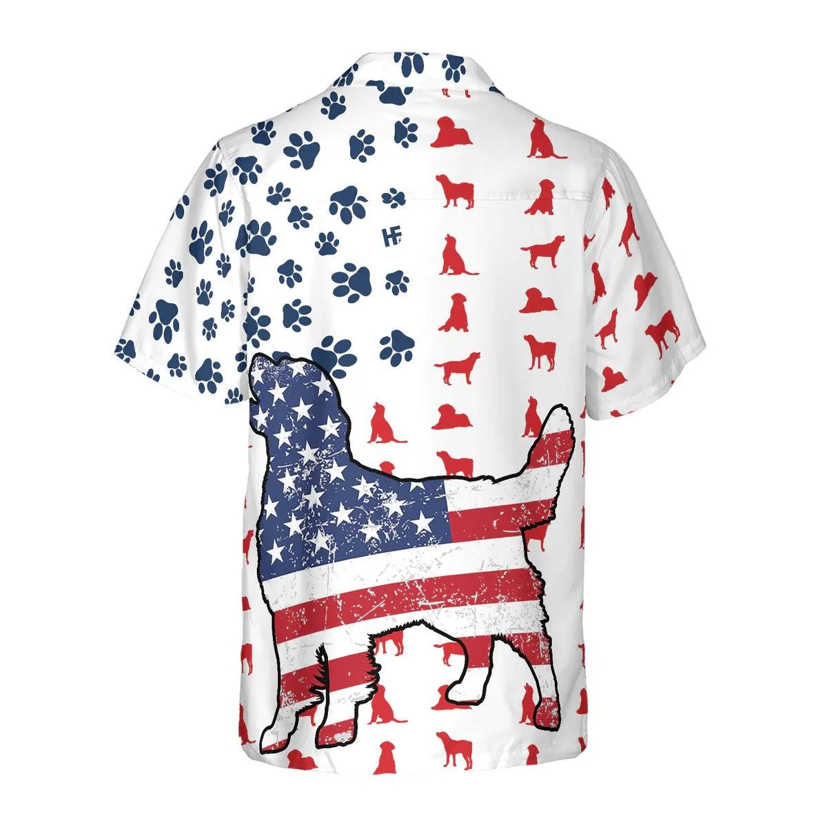 Labrador Hawaiian Shirt, Dog Footprint American Flag Aloha Hawaiian Shirt - Perfect Gift For Lover, Friend, Family