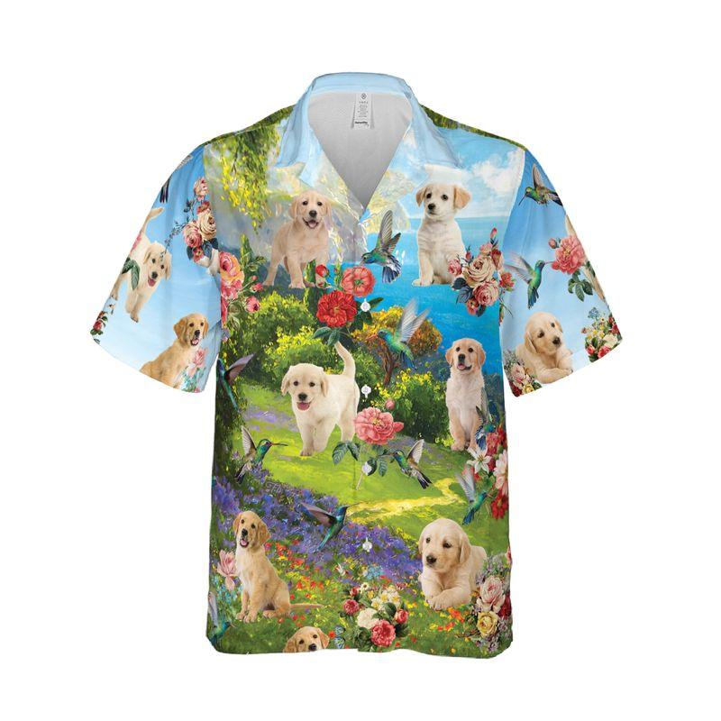 Labrador Retriever Aloha Hawaiian Shirts For Summer, Puppies Beautiful Landscape Beach Hawaiian Set For Men Women, Gift For Dog Lovers, Dog Mom Dad - Image 4