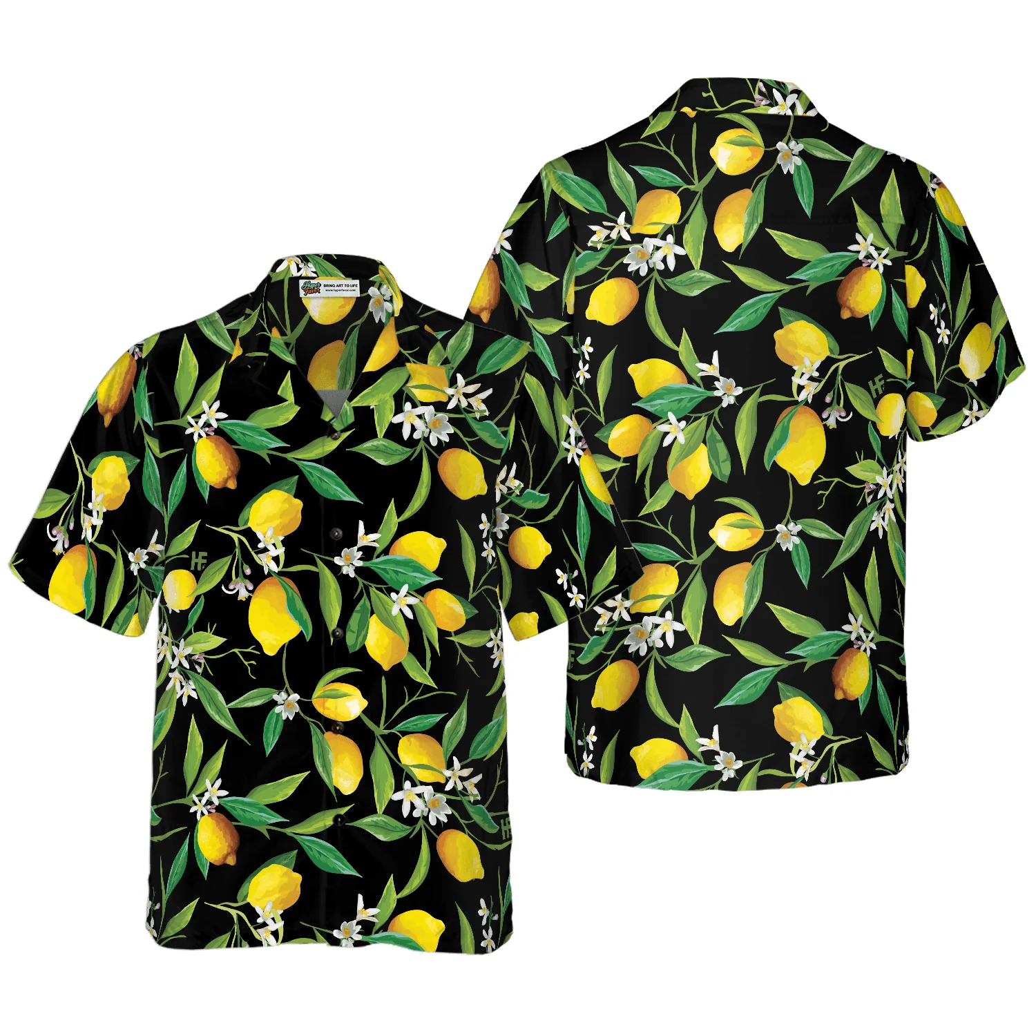 Lemon In Black Hawaiian Shirt, Colorful Summer Aloha Shirt For Men Women, Perfect Gift For Friend, Family, Husband, Wife, Boyfriend, Girlfriend