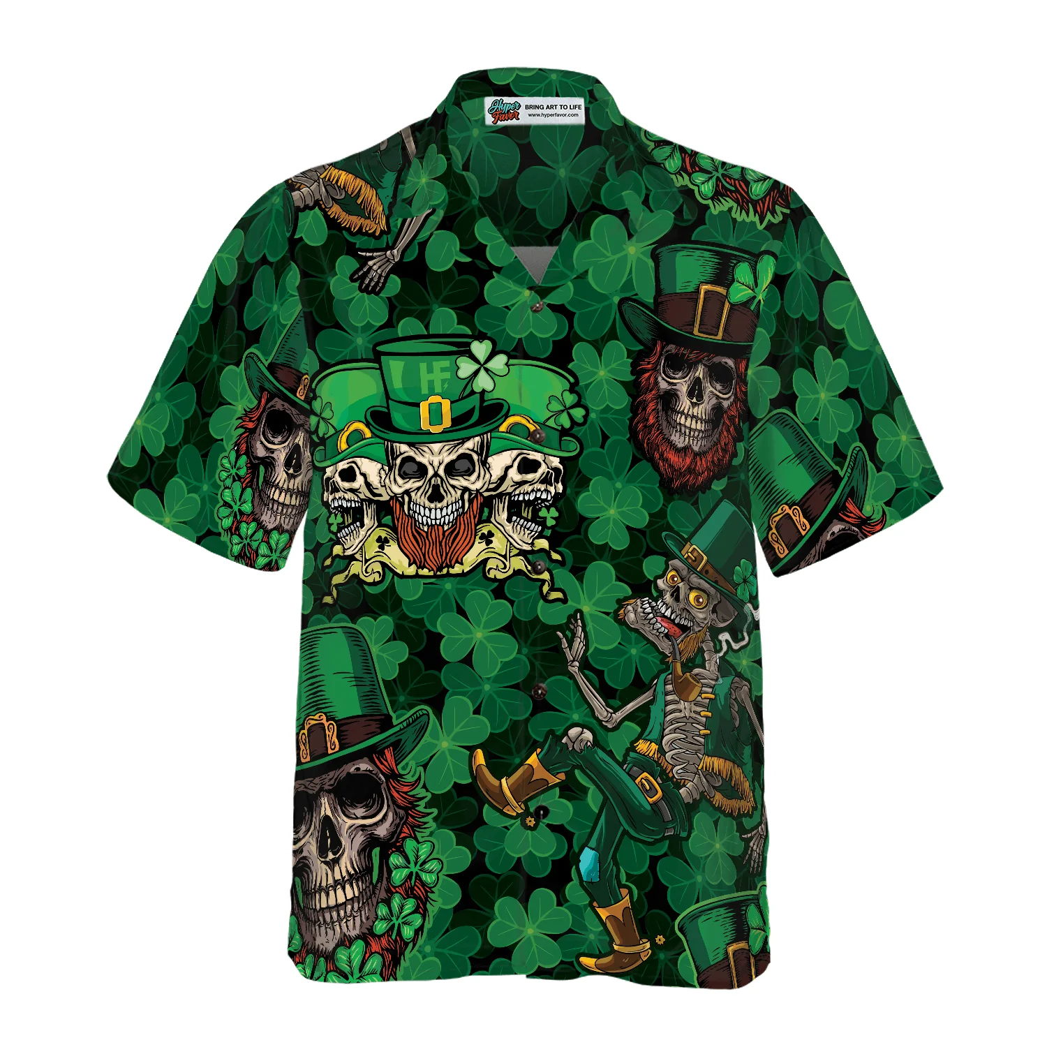 Leprechaun Skull Happy Saint Patrick's Day Hawaiian Shirt, Colorful Summer Aloha Shirts For Men Women, Perfect Gift For Husband, Wife, Boyfriend - Image 3