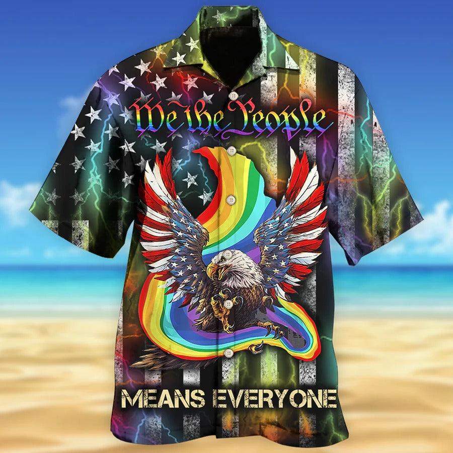LGBT Aloha Hawaiian Shirt For Summer - LGBT Eagle We The People Means Everyone Hawaiian Shirt - US flag And Eagle Hawaiian Shirt - Perfect Gift For LGBT - Image 2