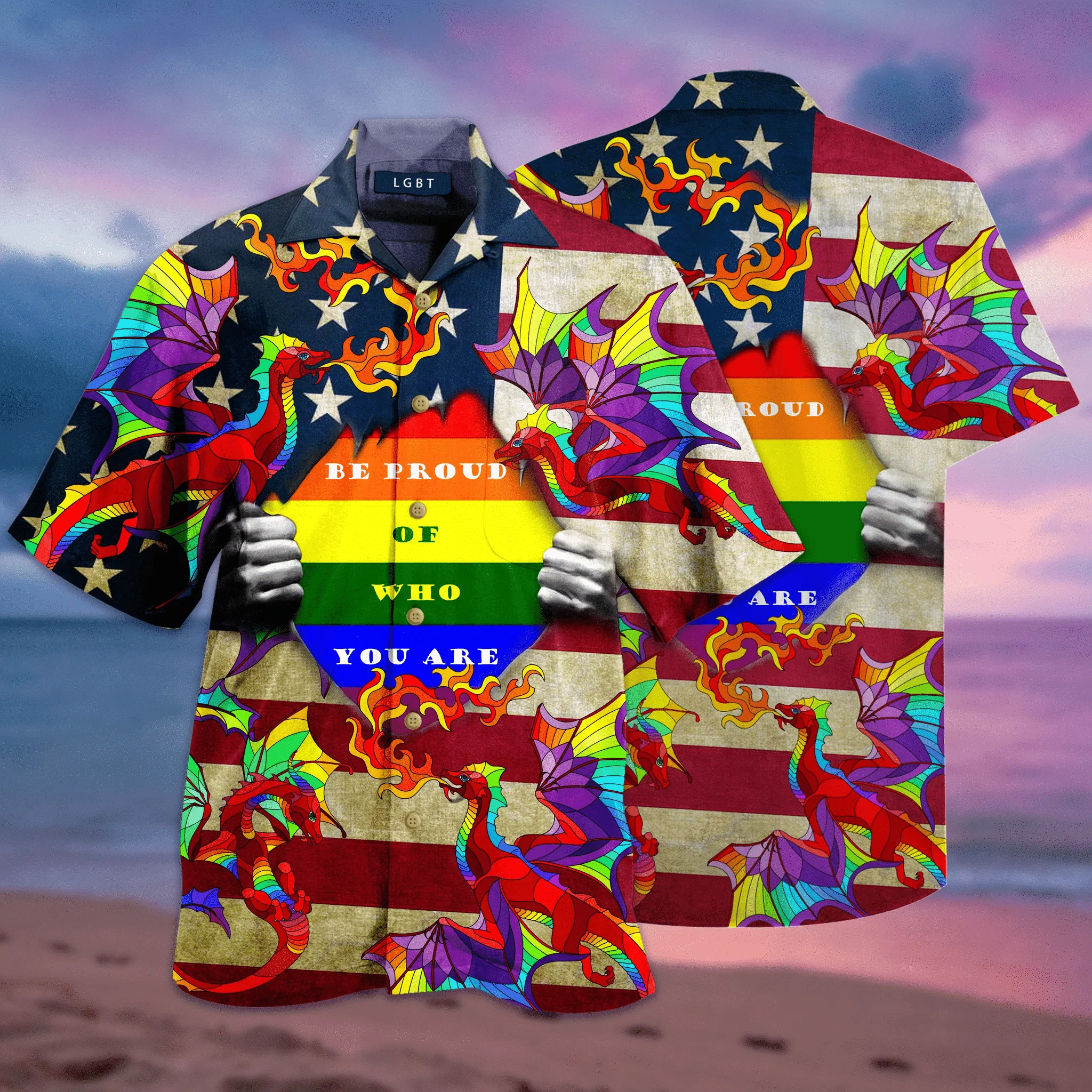 LGBT Aloha Hawaiian Shirts For Summer, Dragon Rainbow Lgbt Aloha Hawaiian Shirts For Men Women, Perfect Gift For Friend - Be Proud Of Who You Are