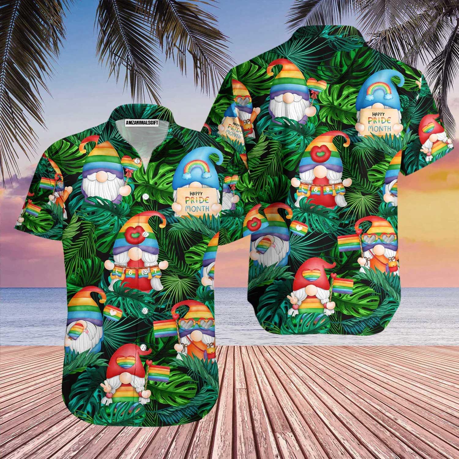 LGBT Aloha Hawaiian Shirts For Summer, Gnomes Rainbow Colorful Of LGBT Hawaiian Shirts, Gift For Couple Gaymer And Lesbian, Friend - Happy Pride Month