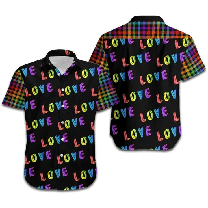 LGBT Aloha Hawaiian Shirts For Summer, Love Rainbow Plaid Pattern Colorful Hawaiian Shirts, Pride Gift For Couple Gaymer And Lesbian, Friend