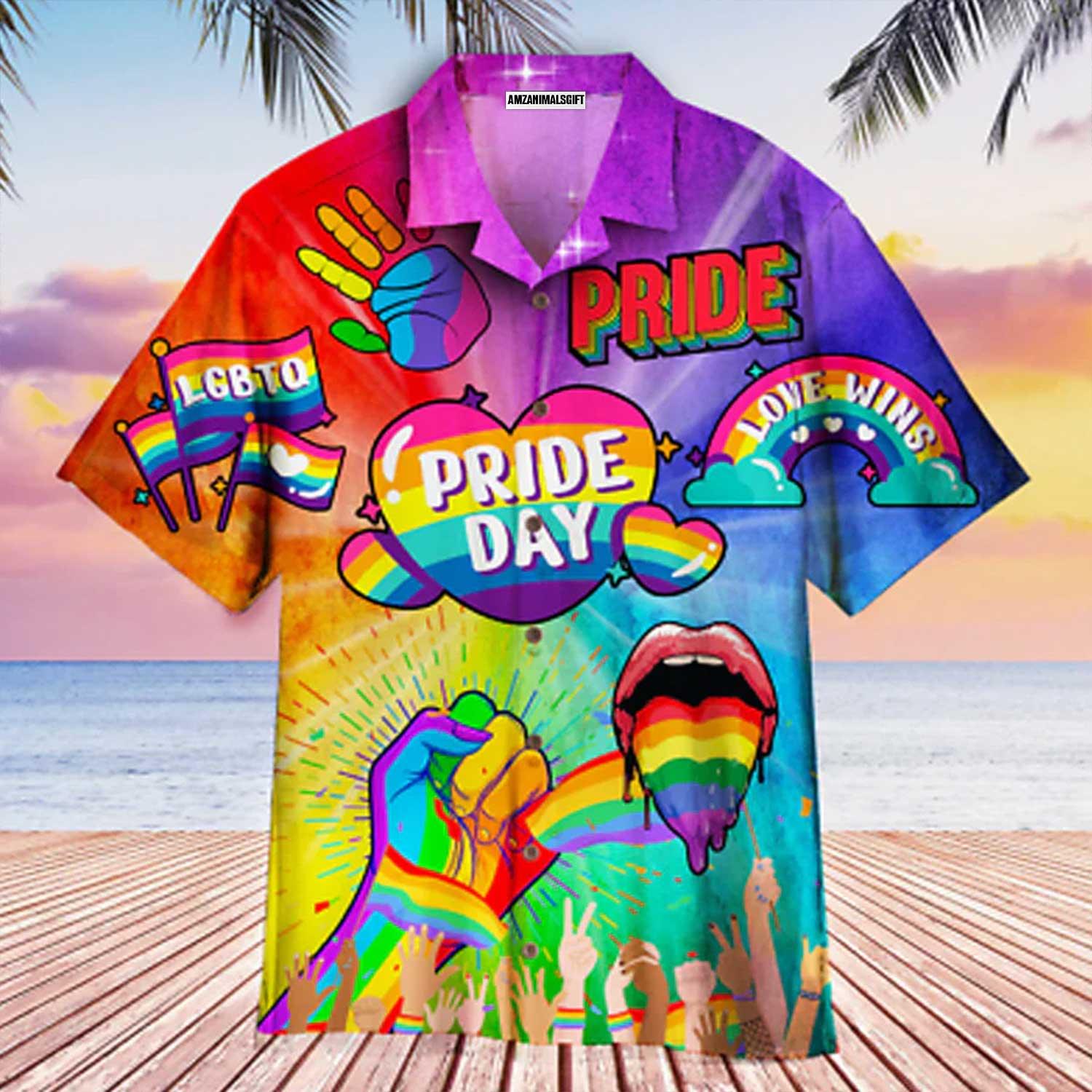 LGBT Aloha Hawaiian Shirts For Summer, Love Wins Pride Day Rainbow Colorful Of LGBT Hawaiian Shirts, Gift For Couple Gaymer And Lesbian, Friend