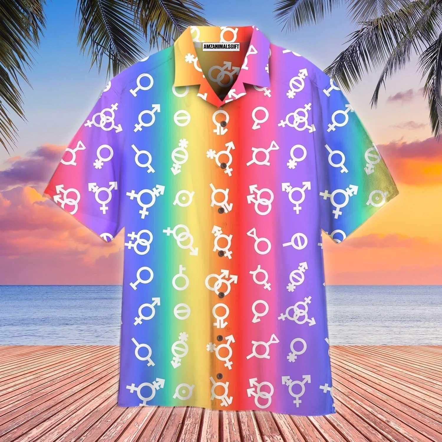 LGBT Aloha Hawaiian Shirts For Summer, Pride Flag LGBT Gender Aloha Hawaiian Shirts For Men Women, Best Gift For Friend, Family, Team