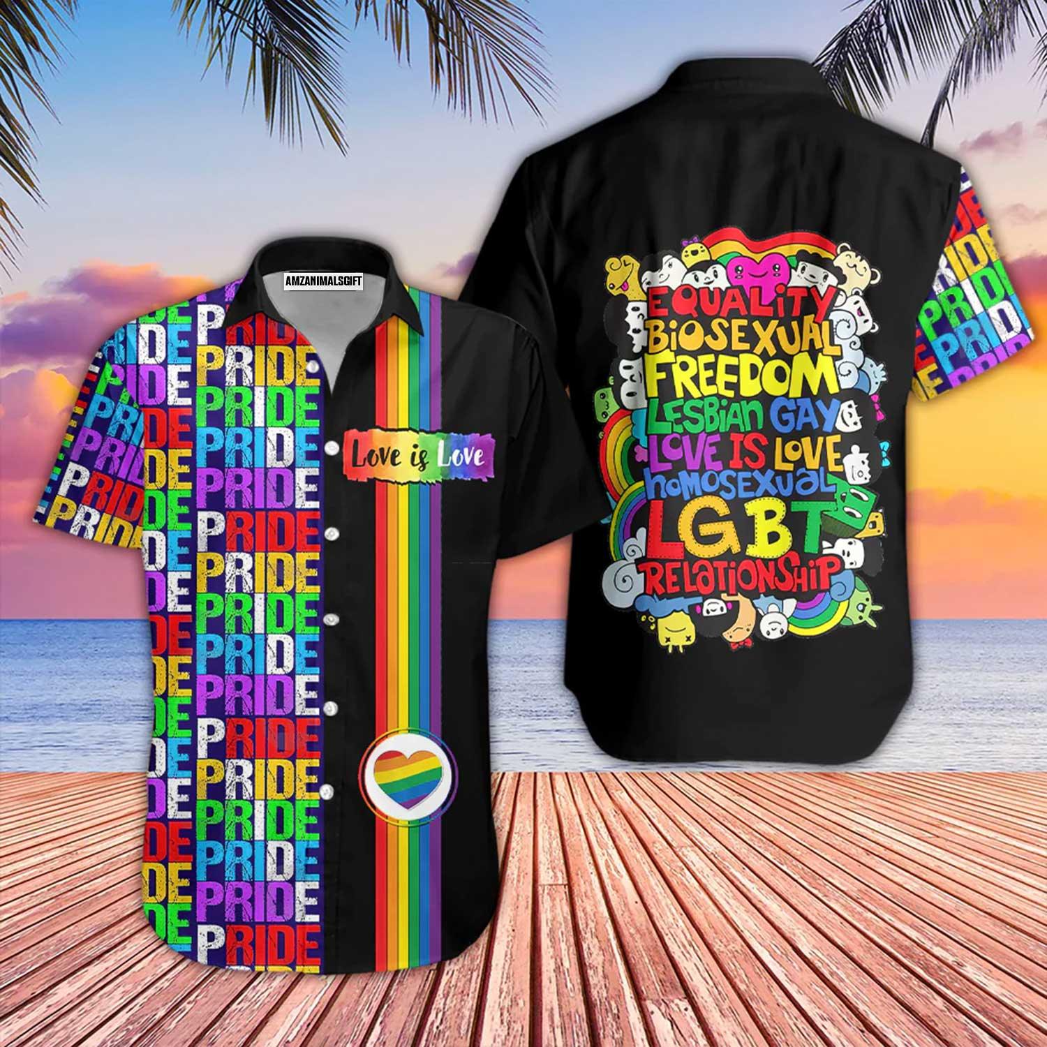 LGBT Aloha Hawaiian Shirts For Summer, Pride Month Colorful Aloha Hawaiian Shirts For Men Women, Perfect Gift For Friend, Team, Family - Love Is Love