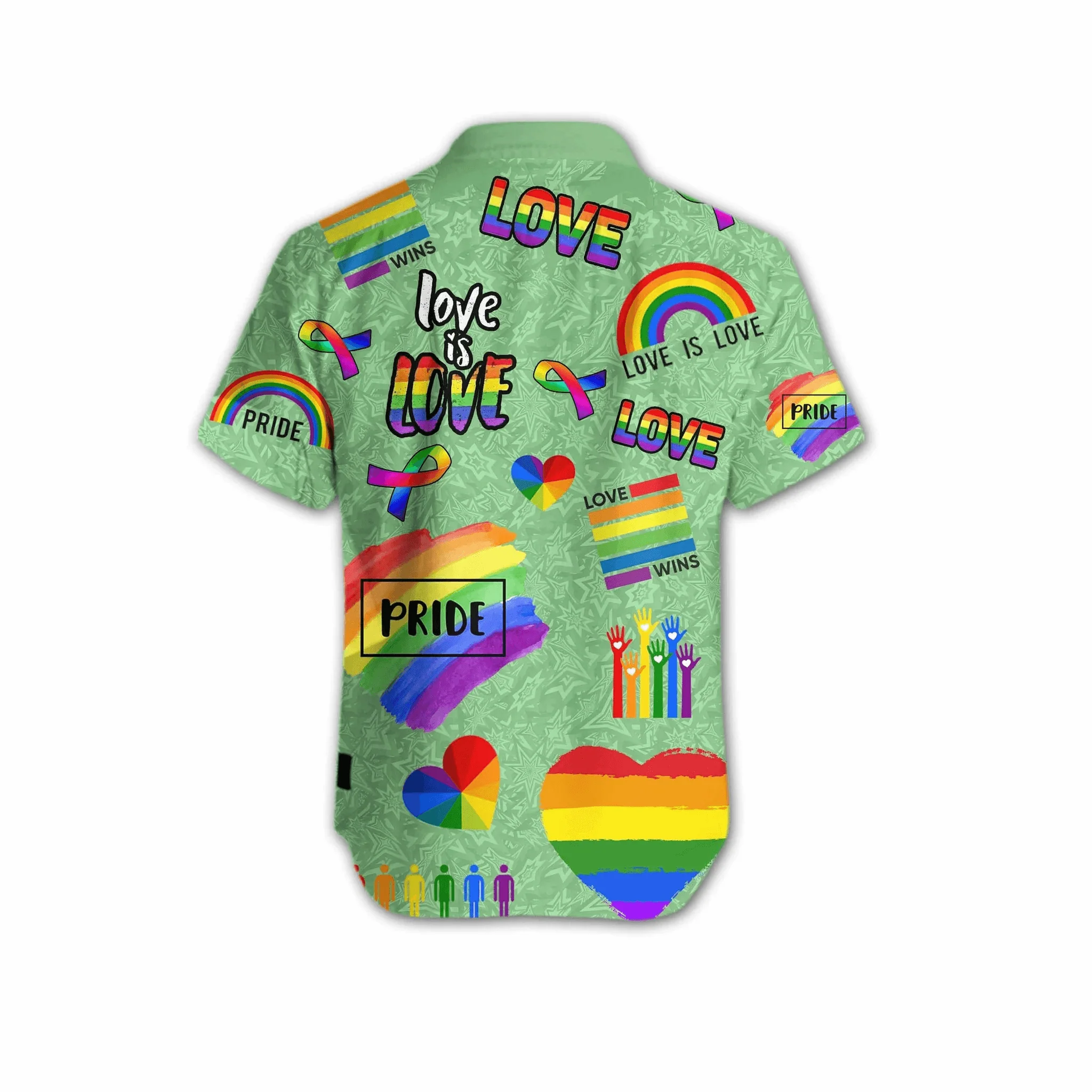 LGBT Aloha Hawaiian Shirts For Summer, Ribbon Heart Rainbow Colorful Of LGBT Hawaiian Shirts, Gift For Couple Gaymer And Lesbian - Love Is Love - Image 3