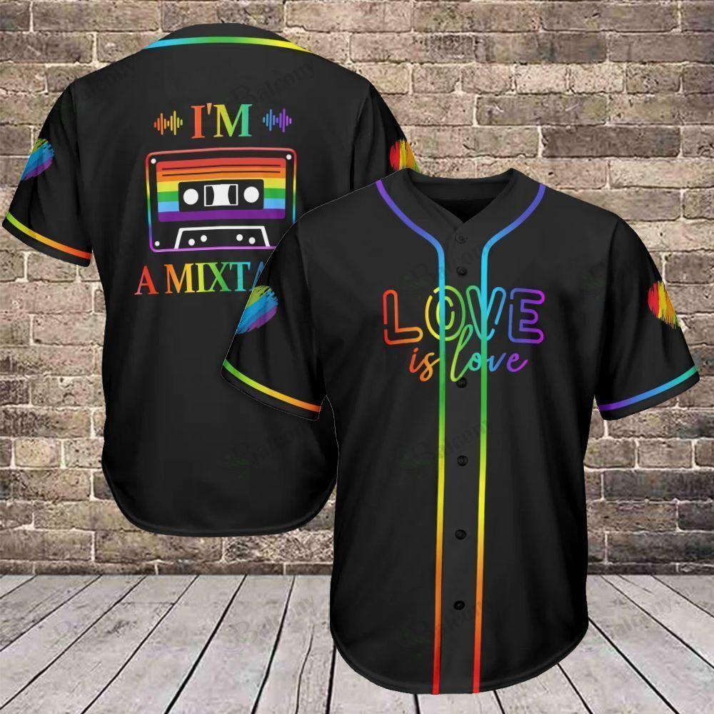 LGBT Baseball Jersey, Pride Colorful Of LGBT Baseball Jersey, Gift For Gaymer And Lesbian - Love is Love, I'm A Mixtape