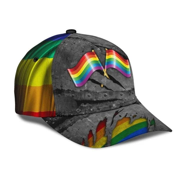 LGBT Cap, LGBT Crack Pattern Rainbow Flag Classic Cap Hat For Men And Women, Perfect LGBT Gift For Friend, LGBT Pride Month - Image 2