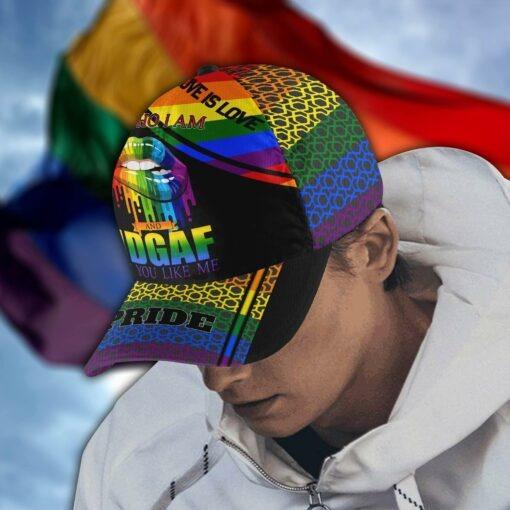 LGBT Cap, Lips Rainbow LGBT Pride Classic Cap Hat For Men And Women, Perfect LGBT Gift For Friend, Couple -  I Am Who I Am And Idgaf If You Like Me - Image 2