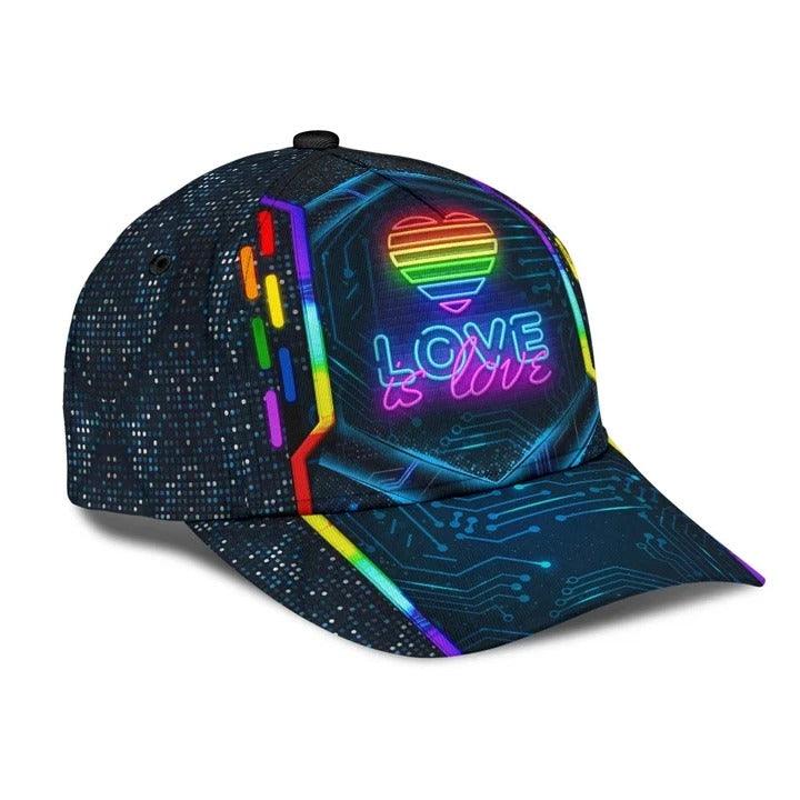 LGBT Cap, Love Is Love LGBT Modern Style Rainbow Classic Cap Hat For Men And Women, Perfect LGBT Gift For Friend, Couple, LGBT Pride Month - Image 2