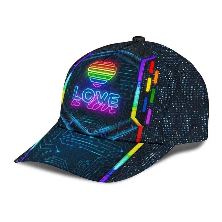 LGBT Cap, Love Is Love LGBT Modern Style Rainbow Classic Cap Hat For Men And Women, Perfect LGBT Gift For Friend, Couple, LGBT Pride Month - Image 3