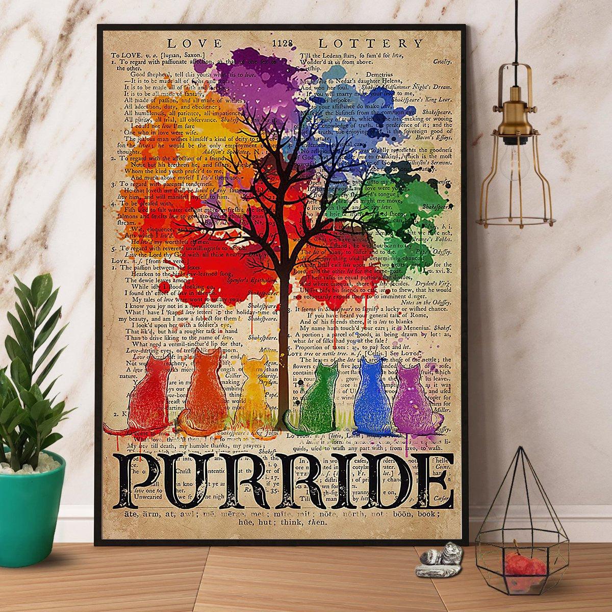 LGBT Cat Portrait Canvas - Purride Vintage Paper Canvas - Perfect Gift For Black LGBT, Cat Lover