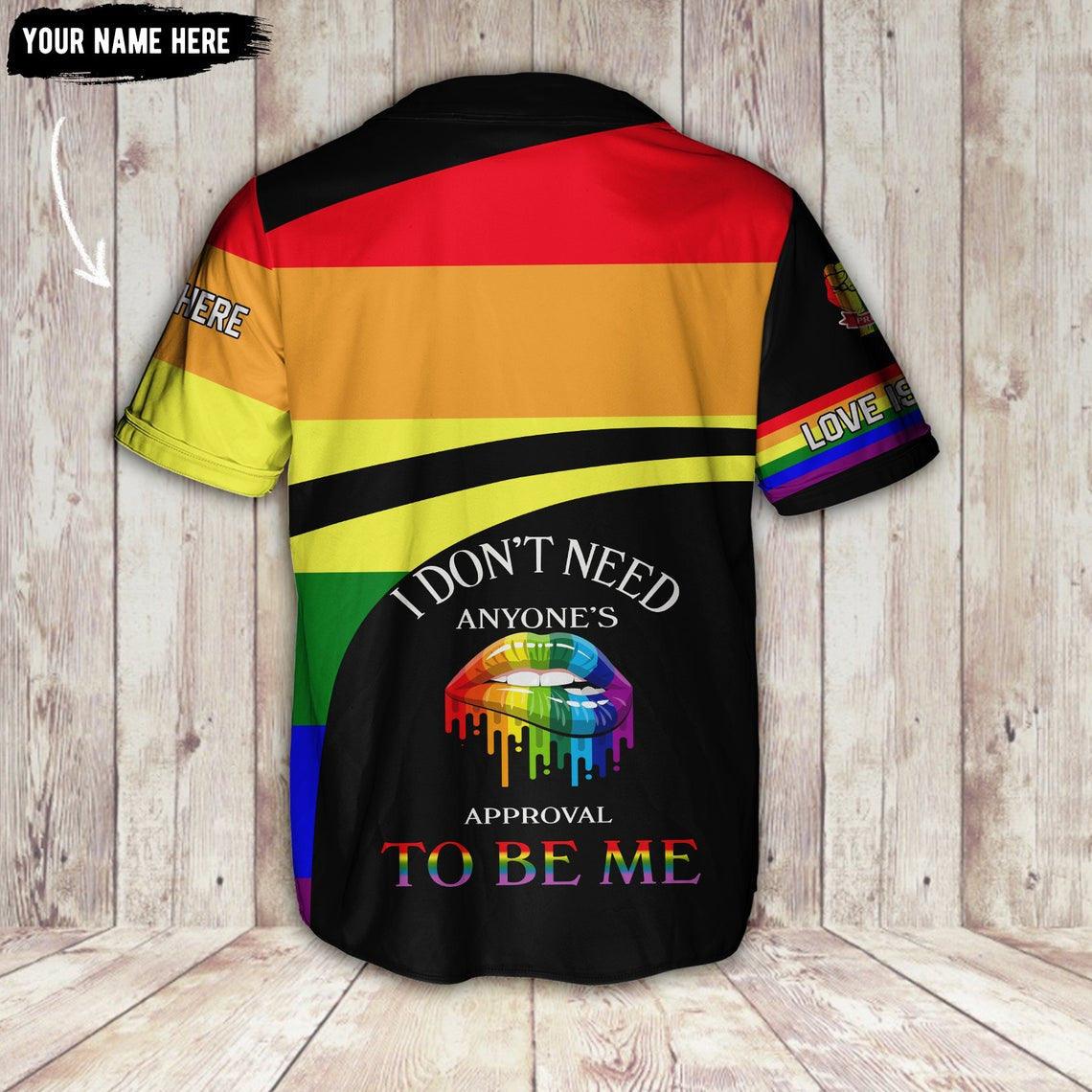 LGBT Custom Name Baseball Jersey, I Don't Need Anyone's Approval To Be Me, Personalized Pride LGBT Baseball Jersey, Gift For Gaymer And Lesbian - Image 2