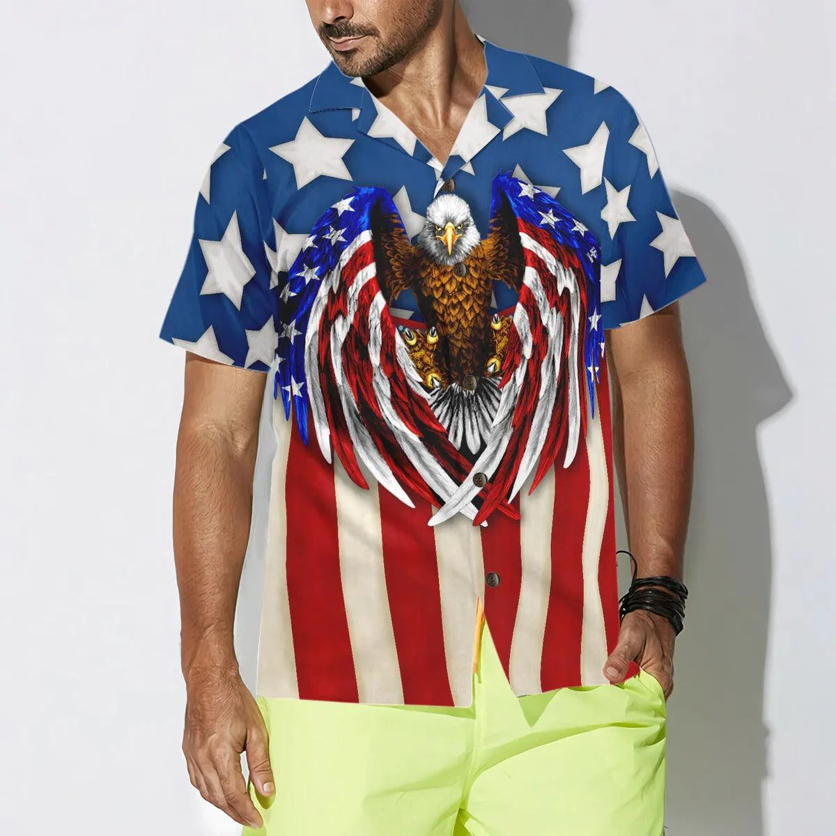 Liberty And Justice For All Hawaiian Shirt, Eagle US Flag Hawaiian Shirt - Perfect Gift For Lover, Friend, Family - Image 2
