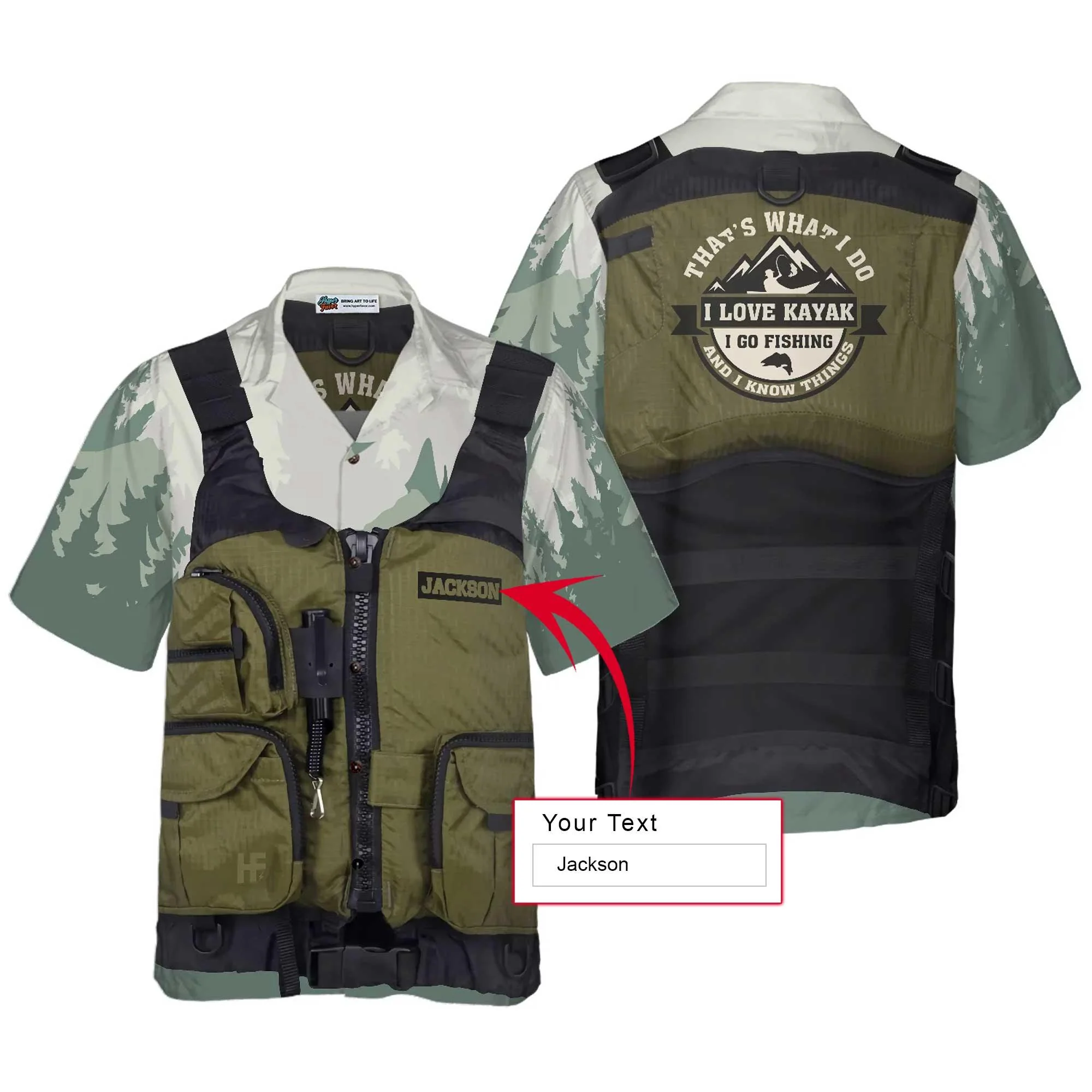 Life Vest Kayak & Fishing Custom Hawaiian Shirt, Personalized Colorful Summer Aloha Shirt For Men Women, Gift For Friend, Team, Kayak Fishing Lovers