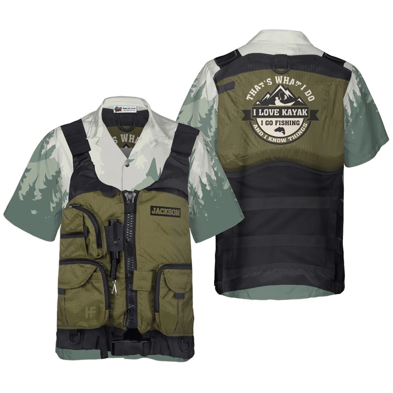 Life Vest Kayak & Fishing Custom Hawaiian Shirt, Personalized Colorful Summer Aloha Shirt For Men Women, Gift For Friend, Team, Kayak Fishing Lovers - Image 6