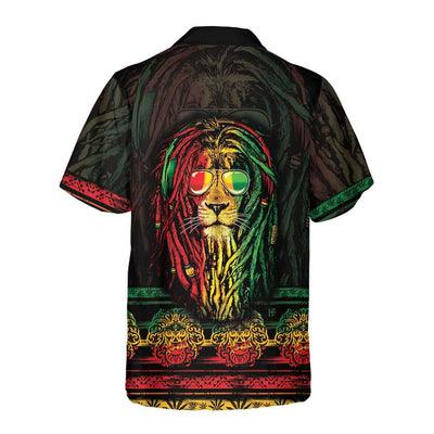 Lion Hawaiian Shirt, Rasta Lion With Cannabis Marijuana Lion Aloha Shirt For Men - Perfect Gift For Men, Husband, Boyfriend, Friend, Family - Image 3