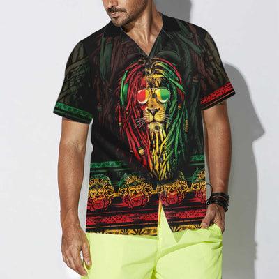 Lion Hawaiian Shirt, Rasta Lion With Cannabis Marijuana Lion Aloha Shirt For Men - Perfect Gift For Men, Husband, Boyfriend, Friend, Family - Image 4