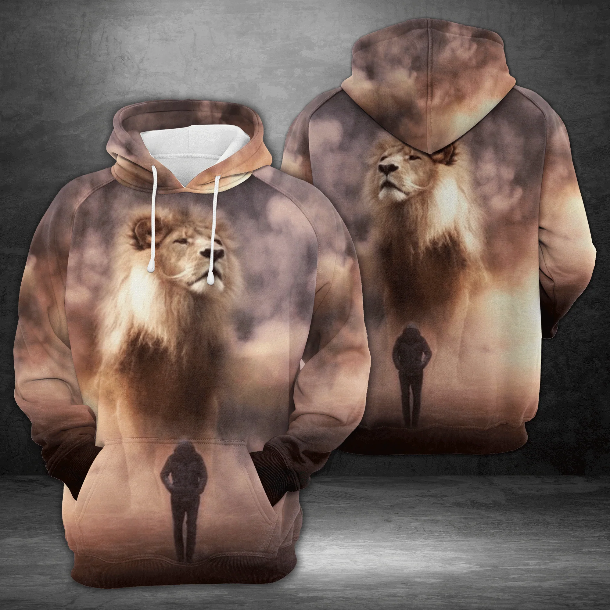 Lion & Man Pullover Premium Hoodie, Perfect Outfit For Men And Women On Christmas New Year Autumn Winter - Image 2