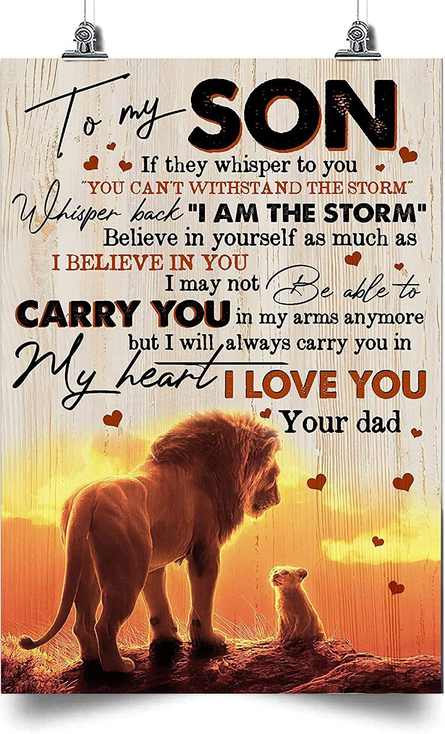 Lion Portrait Canvas For Son From Dad - If They Whisper To You You Can Withstand The Storm Whisper Back I Am The Storm Canvas, Perfect Gift For Son