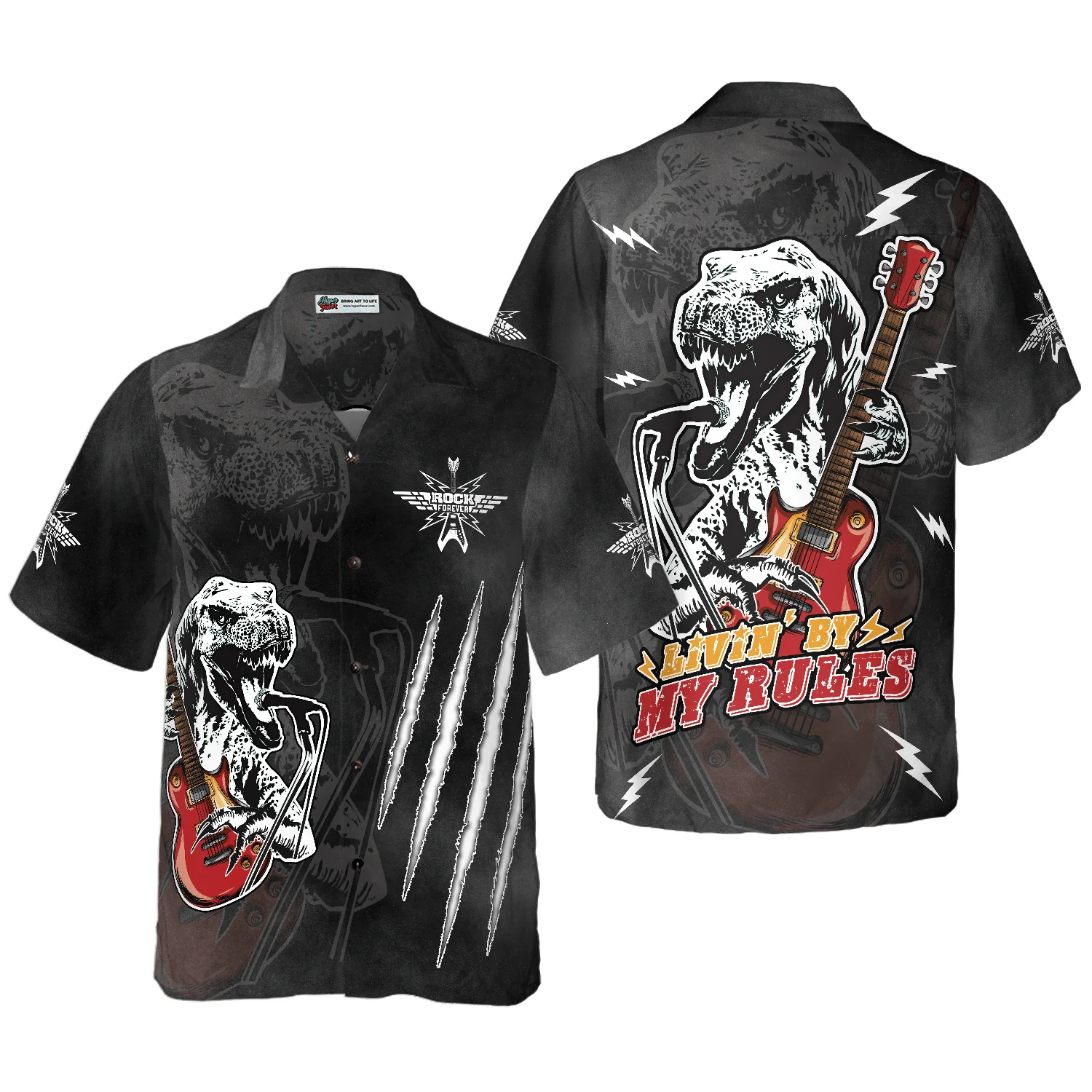 Living By My Rule Rock Guitar Aloha Hawaiian Shirt For Summer, Colorful Hawaiian Shirt Outfit For Men Women, Gift For Friend, Team, Music Guitar Lover
