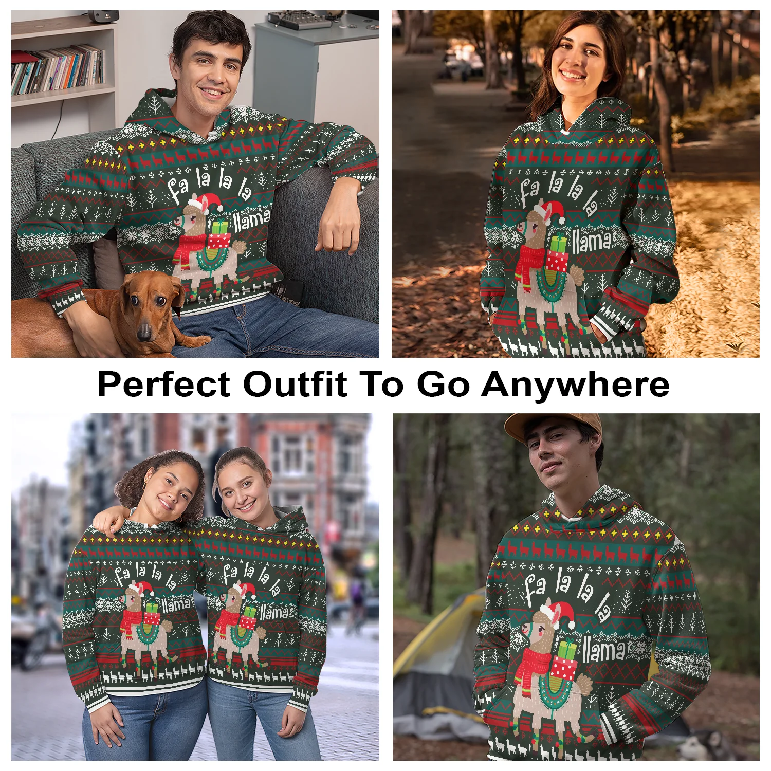 Llama Fa-La-La-La Christmas Pullover Premium Hoodie, Perfect Outfit For Men And Women On Christmas New Year Autumn Winter - Image 3