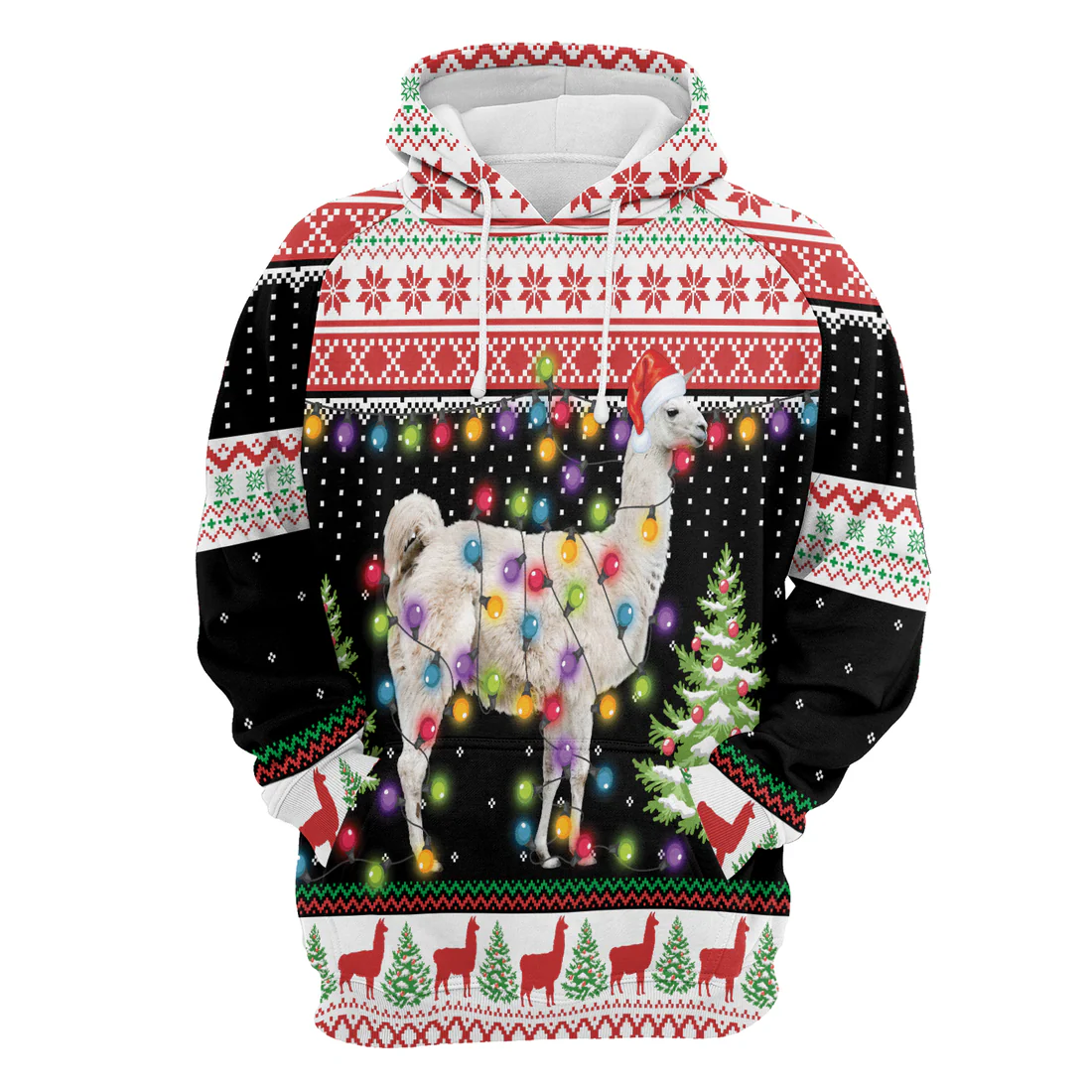 Llama Premium Christmas Hoodie, Llama Hit That Christmas Unisex Hoodie For Men & Women - Perfect Gift For Christmas, Friends, Family - Image 3