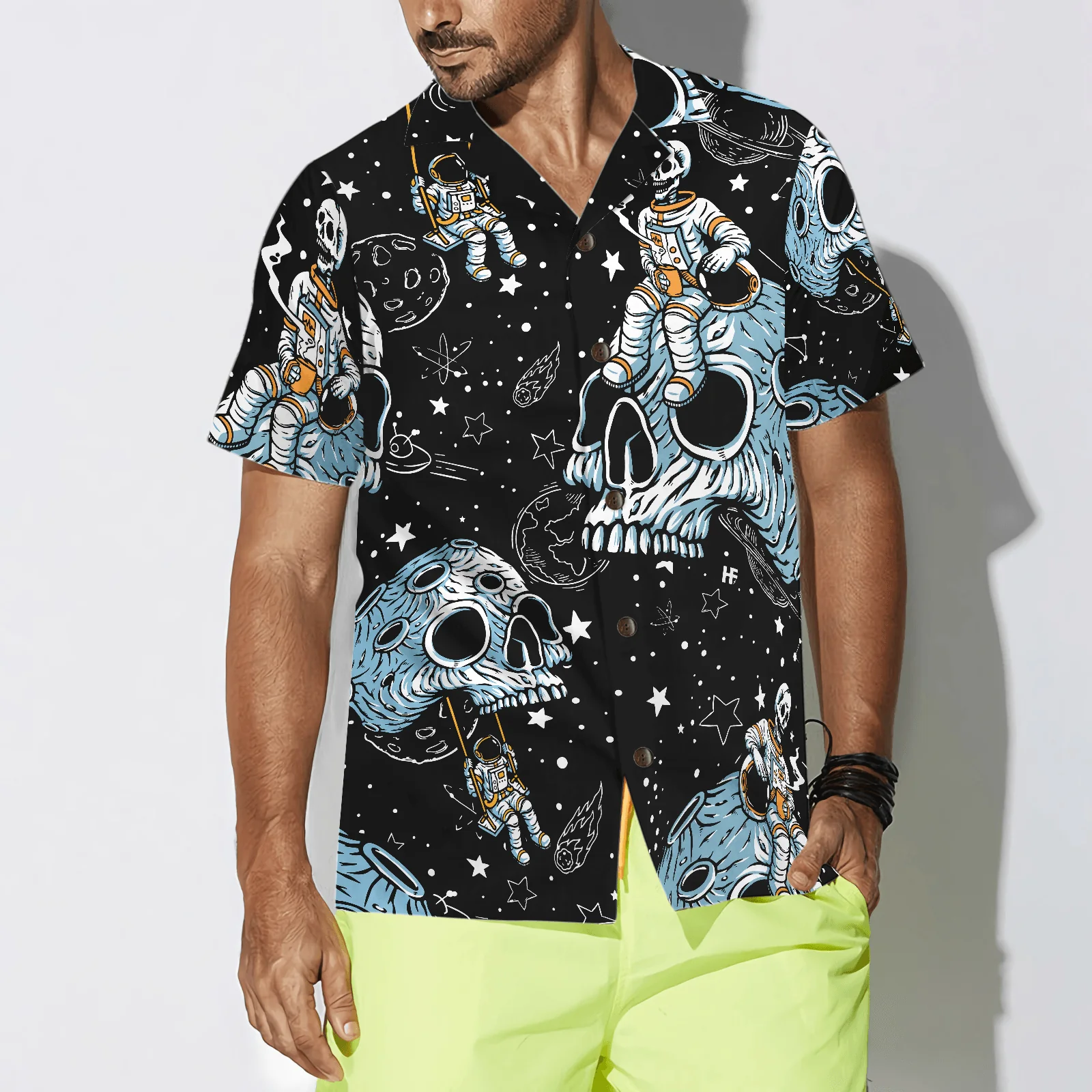 Lonely Skull Planet Outta Space Hawaiian Shirt, Colorful Summer Aloha Shirt For Men Women, Perfect Gift For Friend, Family, Husband, Wife - Image 4