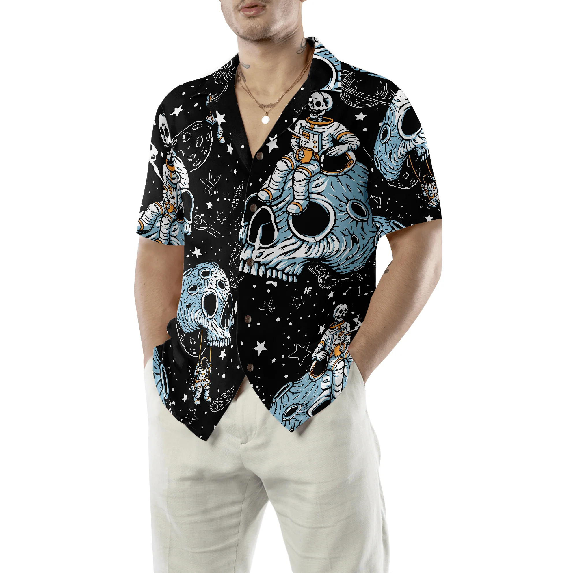 Lonely Skull Planet Outta Space Hawaiian Shirt, Colorful Summer Aloha Shirt For Men Women, Perfect Gift For Friend, Family, Husband, Wife - Image 5