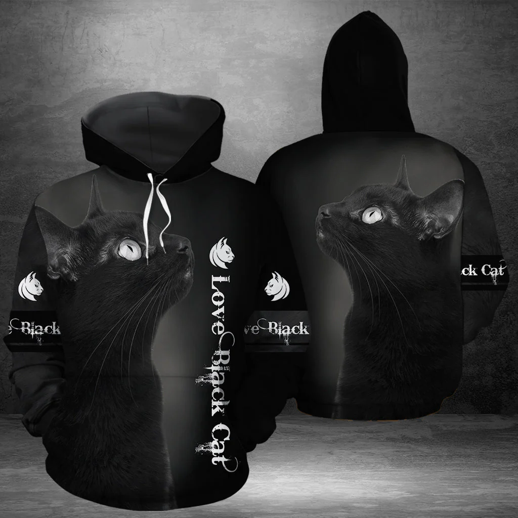 Love Black Cat Awesome Pullover Premium Hoodie, Perfect Outfit For Men And Women On Christmas New Year Autumn Winter