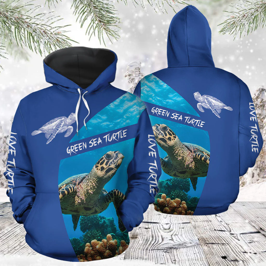 Love Green Sea Turtle Pullover Premium Hoodie, Perfect Outfit For Men And Women On Christmas New Year Autumn Winter - Image 3