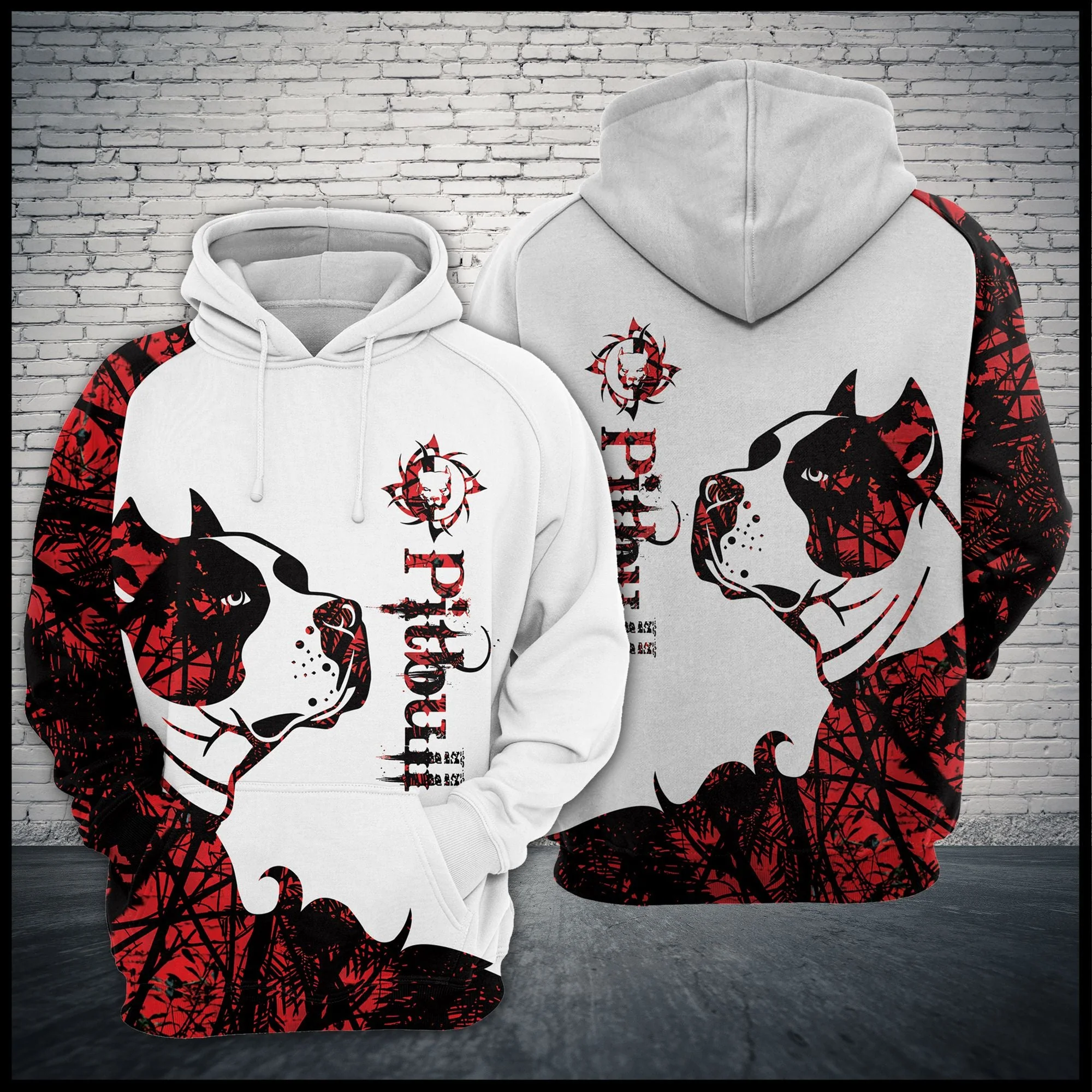 Love Pitbull Red & White Pullover Premium Hoodie, Perfect Outfit For Men And Women On Christmas New Year Autumn Winter - Image 4