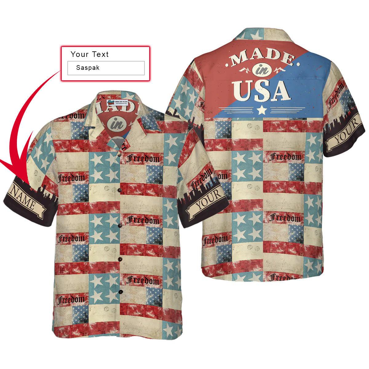 Made In USA Classic Vintage Custom Hawaiian Shirt, Made In USA Hawaiian Shirt, Custom Aloha Shirt - Perfect Gift For Men, Women, Friend, Family