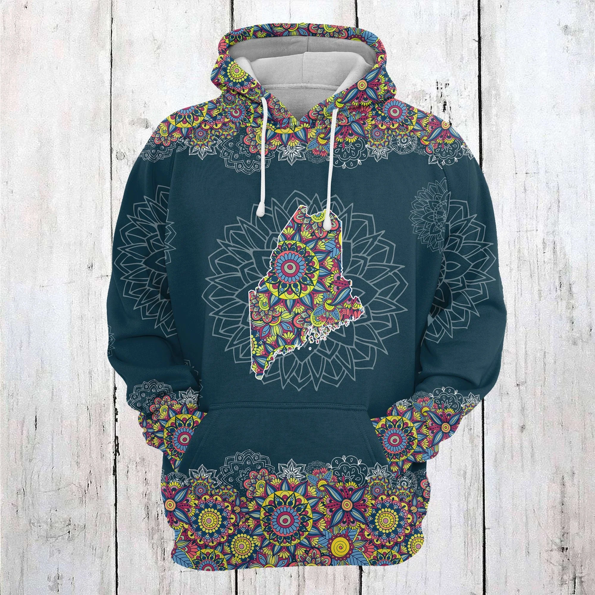 Maine Mandala Pattern Pullover Premium Hoodie, Perfect Outfit For Men And Women On Christmas New Year Autumn Winter - Image 2