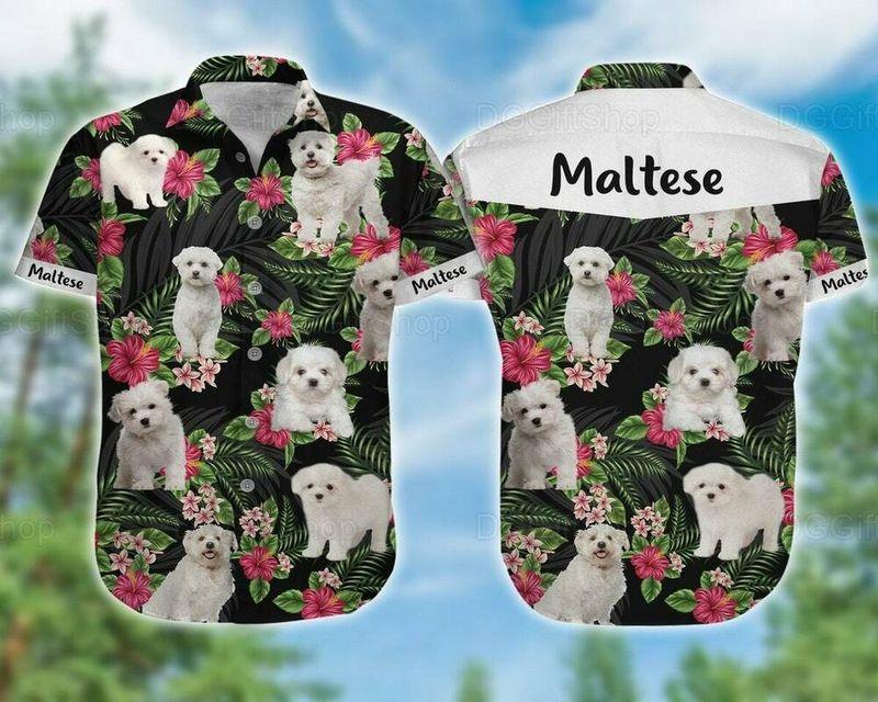 Maltese Dog Aloha Hawaiian Shirt - White Mastiff Pet Cute Hawaiian Shirt, Hibiscus Tropical Pattern Hawaiian Shirt For Men & Women, Maltese Dog Lover
