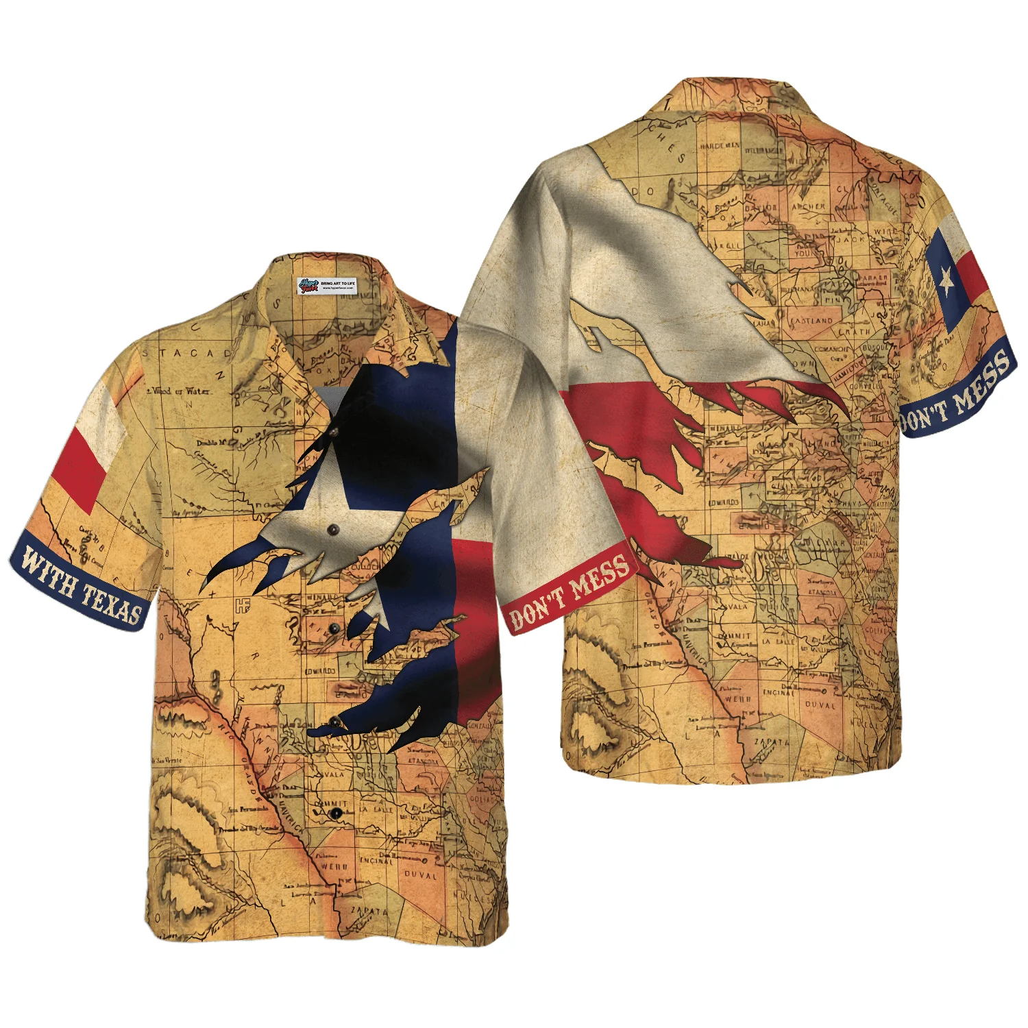 Map Texas Hawaiian Shirt, Don’t Mess With Texas Flag, Proud State Of Texas, Vintage Texas Flag Aloha Shirt For Men Women