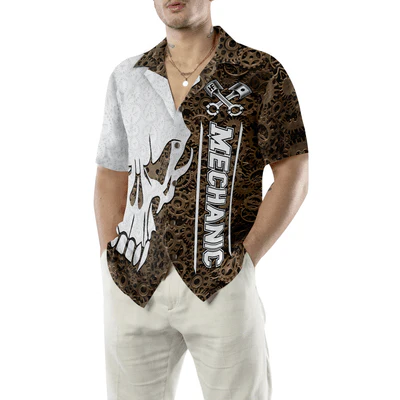 Mechanic Hawaiian Shirt, Mechanic Camo Pattern Skull Aloha Shirt For Men - Perfect Gift For Mechanic, Husband, Boyfriend, Friend, Family - Image 5