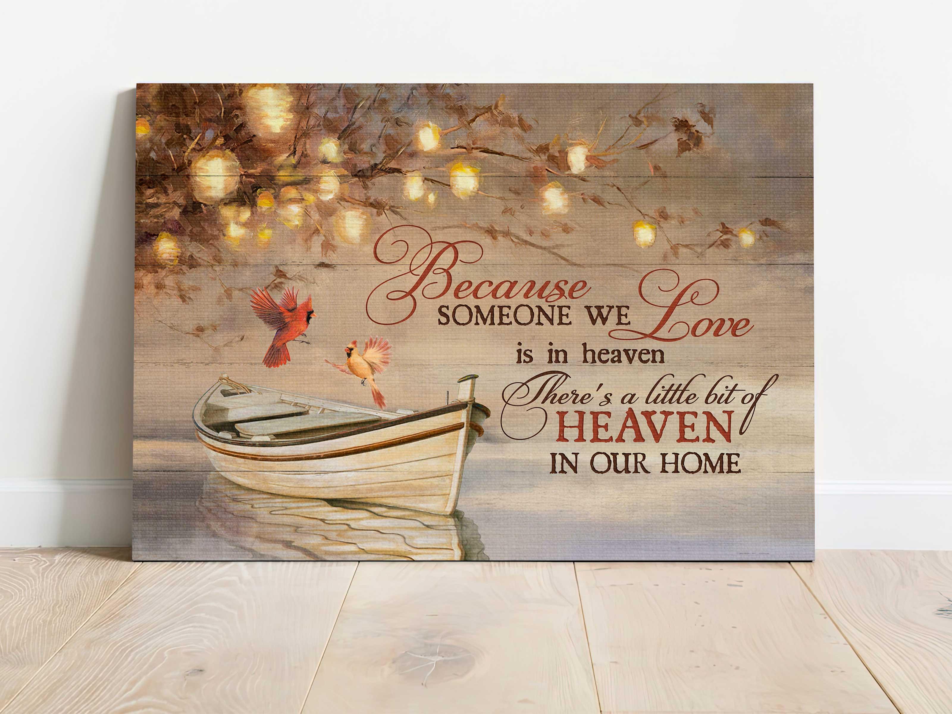Memorial Landscape Canvas - Beautiful lantern, Romantic date, Cardinal Landscape Canvas - Memorial Gift For Family Members - Because someone we love is in heaven - Image 2