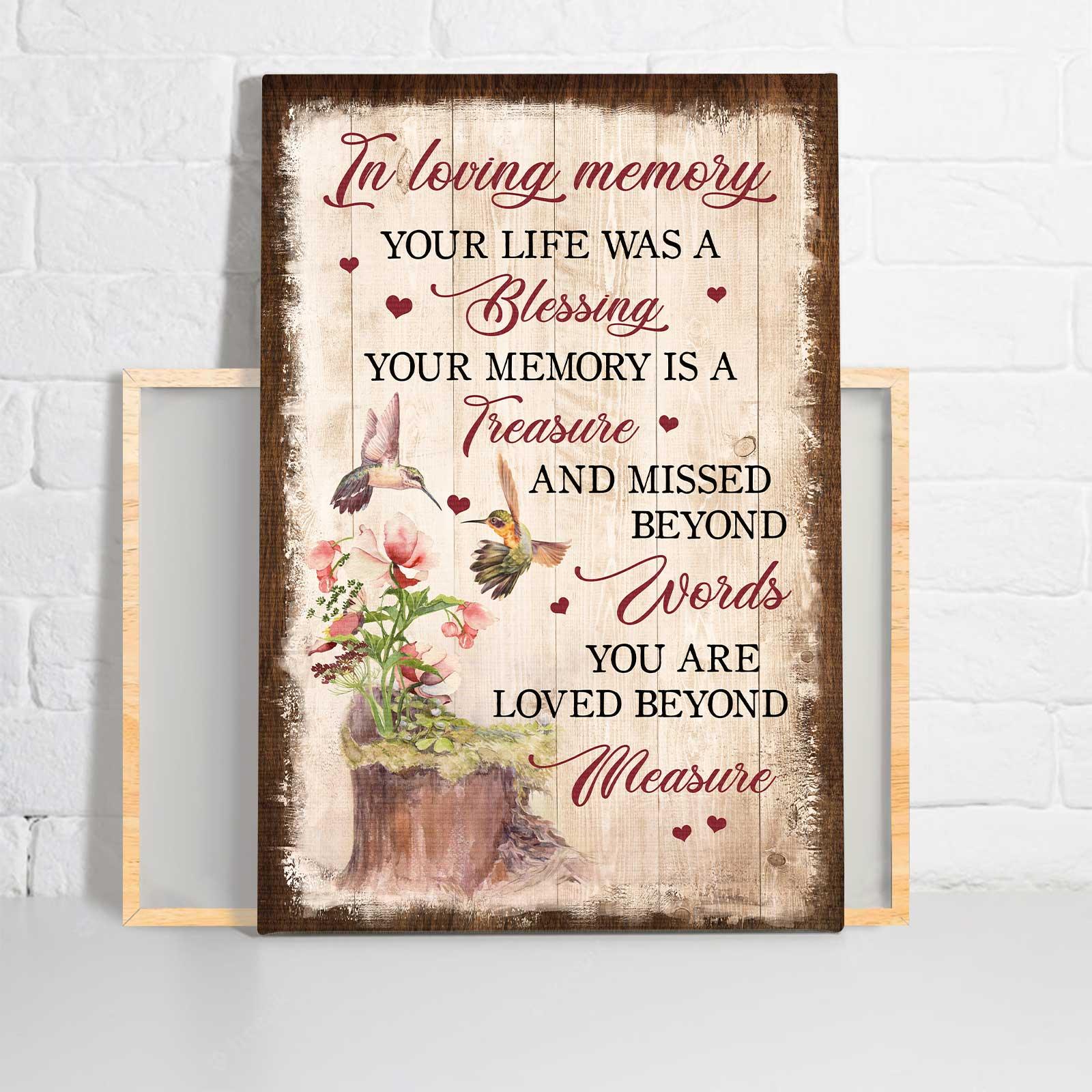 Memorial Portrait Canvas- Hummingbird Couple- Memorial gift for members family- Your life was a blessing - Heaven Portrait Canvas Prints, Wall Art - Image 2