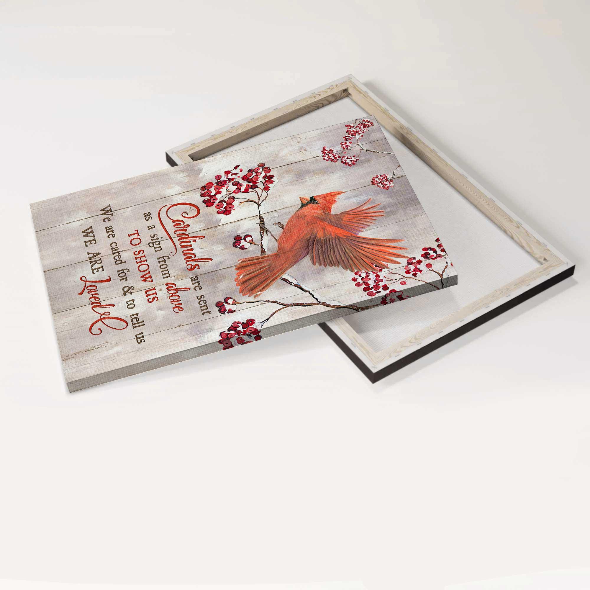 Memorial Portrait Canvas - Red cardinal, Frozen cranberry - Gift For Member Family - Cardinals are sent as a sign from above to show us we are loved - Heaven Portrait Canvas - Image 4