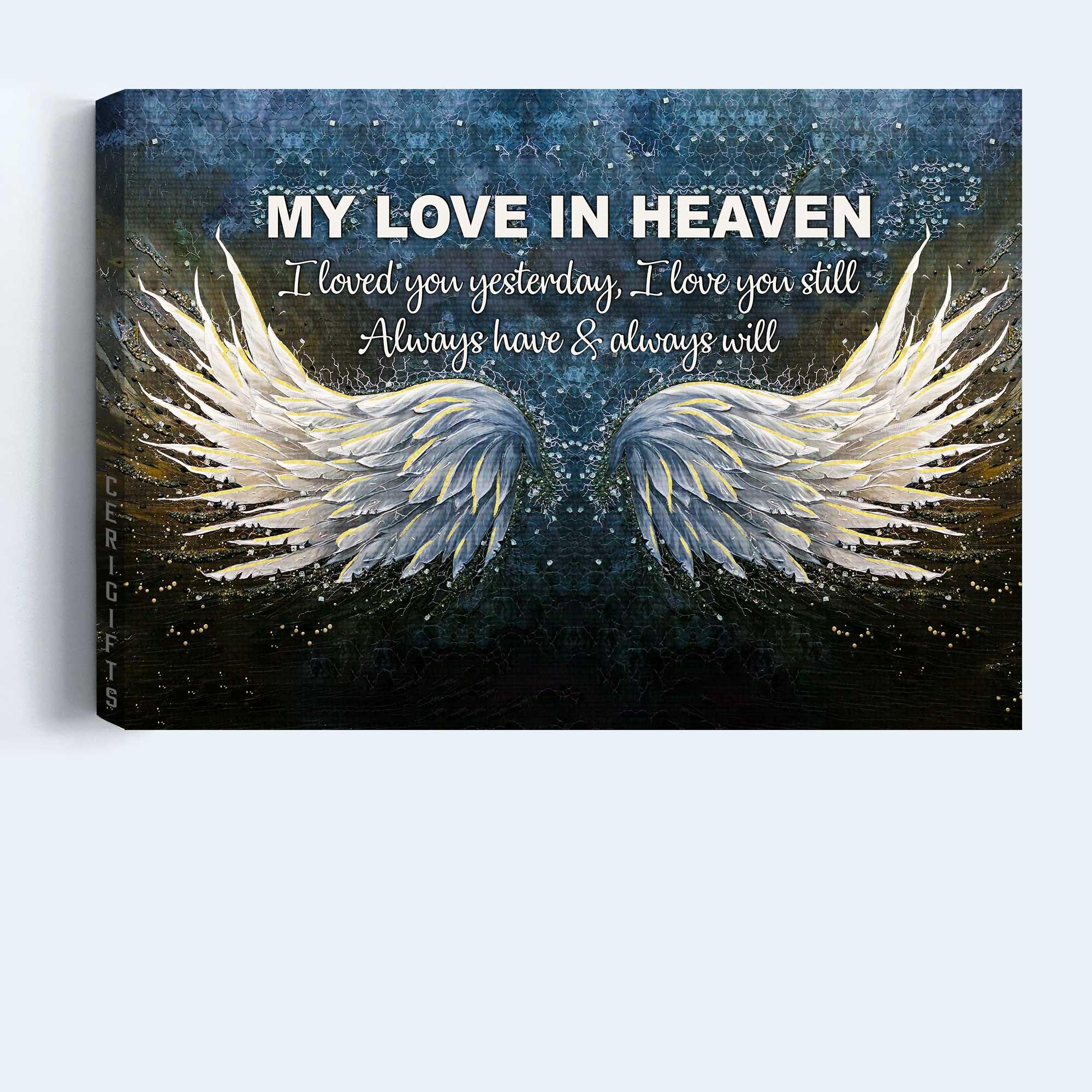 Memorial Premium Wrapped Landscape Canvas - Angel wings, Galaxy painting, I love you still always have and always will - Heaven Gift For Family Members - Image 4