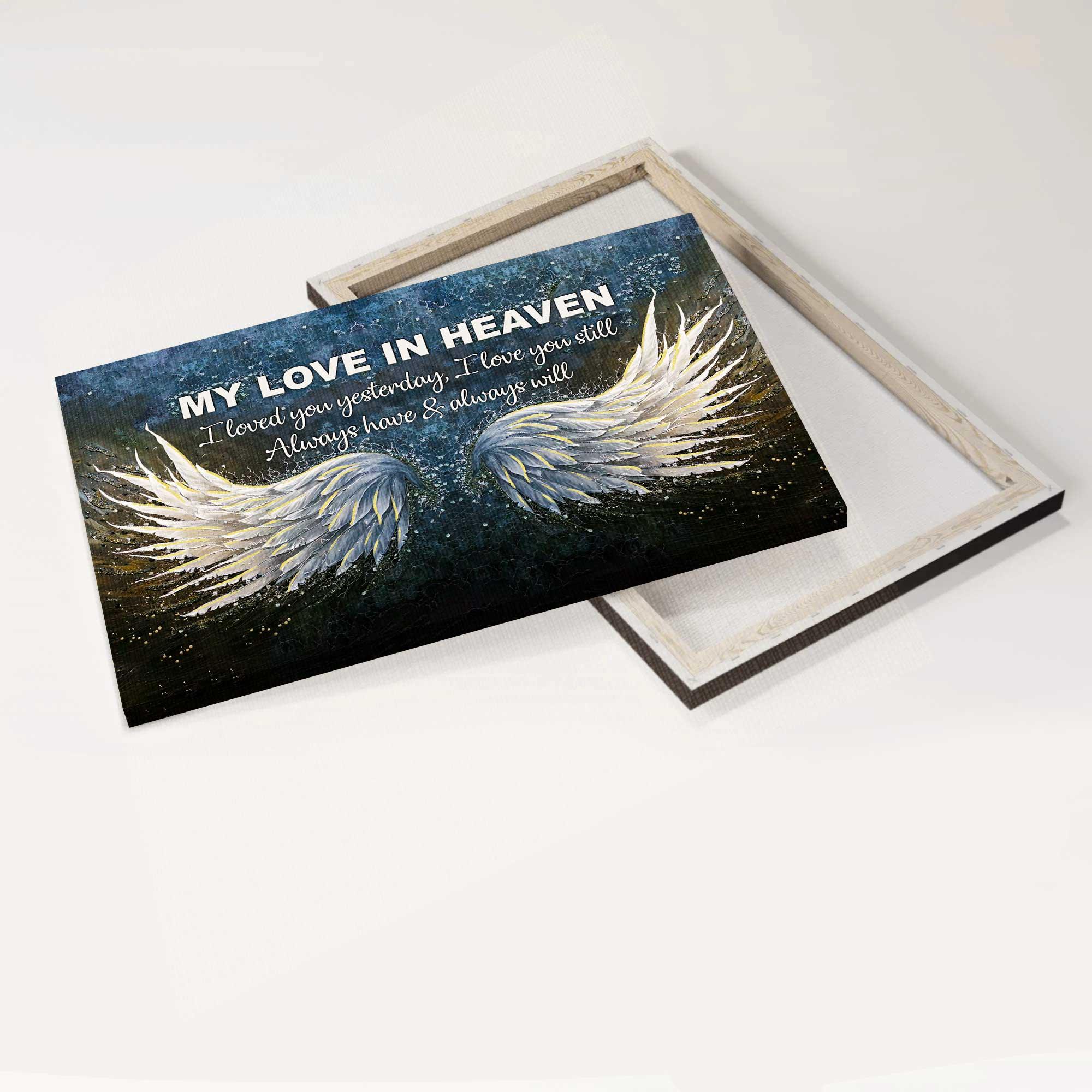 Memorial Premium Wrapped Landscape Canvas - Angel wings, Galaxy painting, I love you still always have and always will - Heaven Gift For Family Members - Image 5
