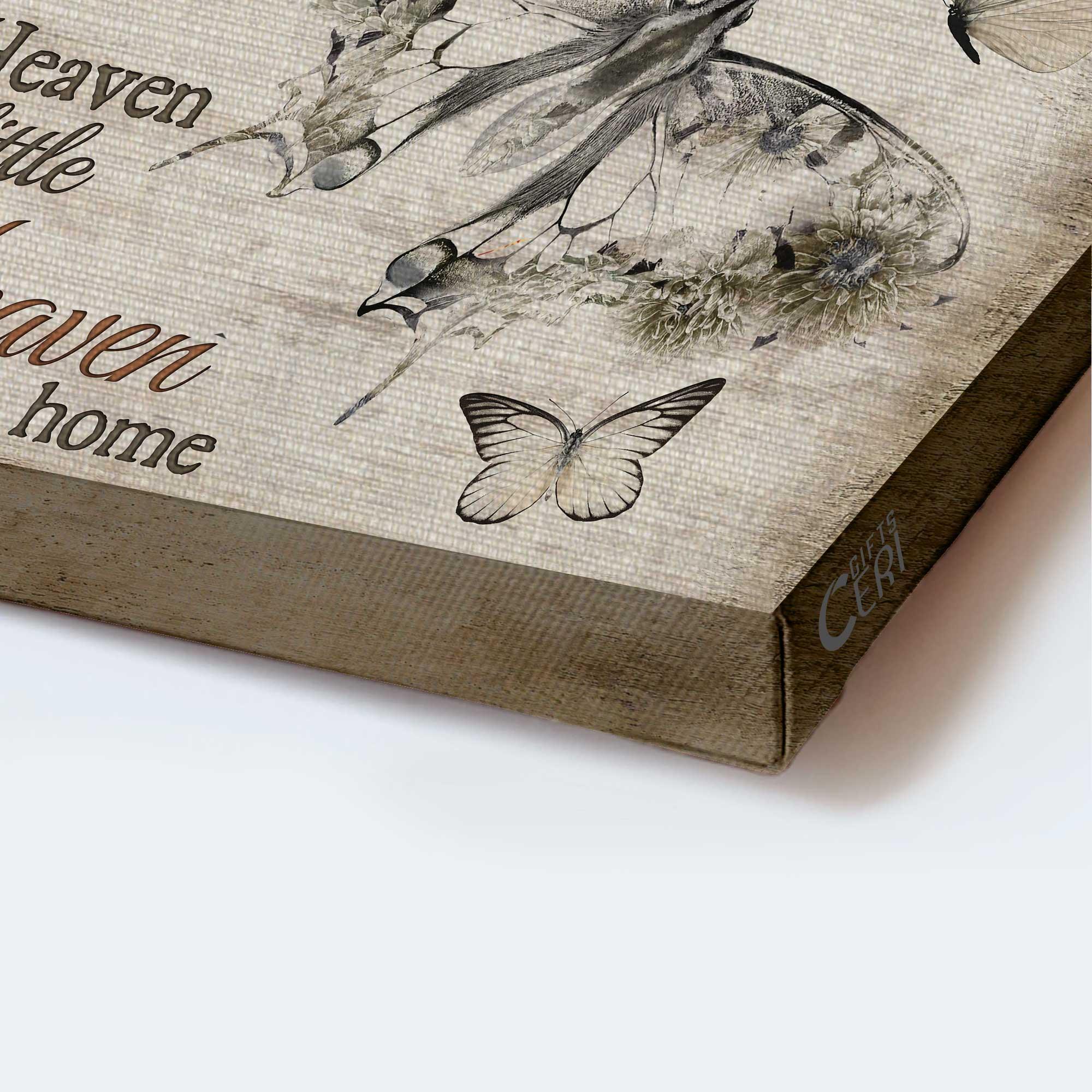 Memorial Premium Wrapped Landscape Canvas - Black butterfly, Butterfly Drawing, Because Someone We Love Is In Heaven - Heacen Gift For Members Family - Image 4