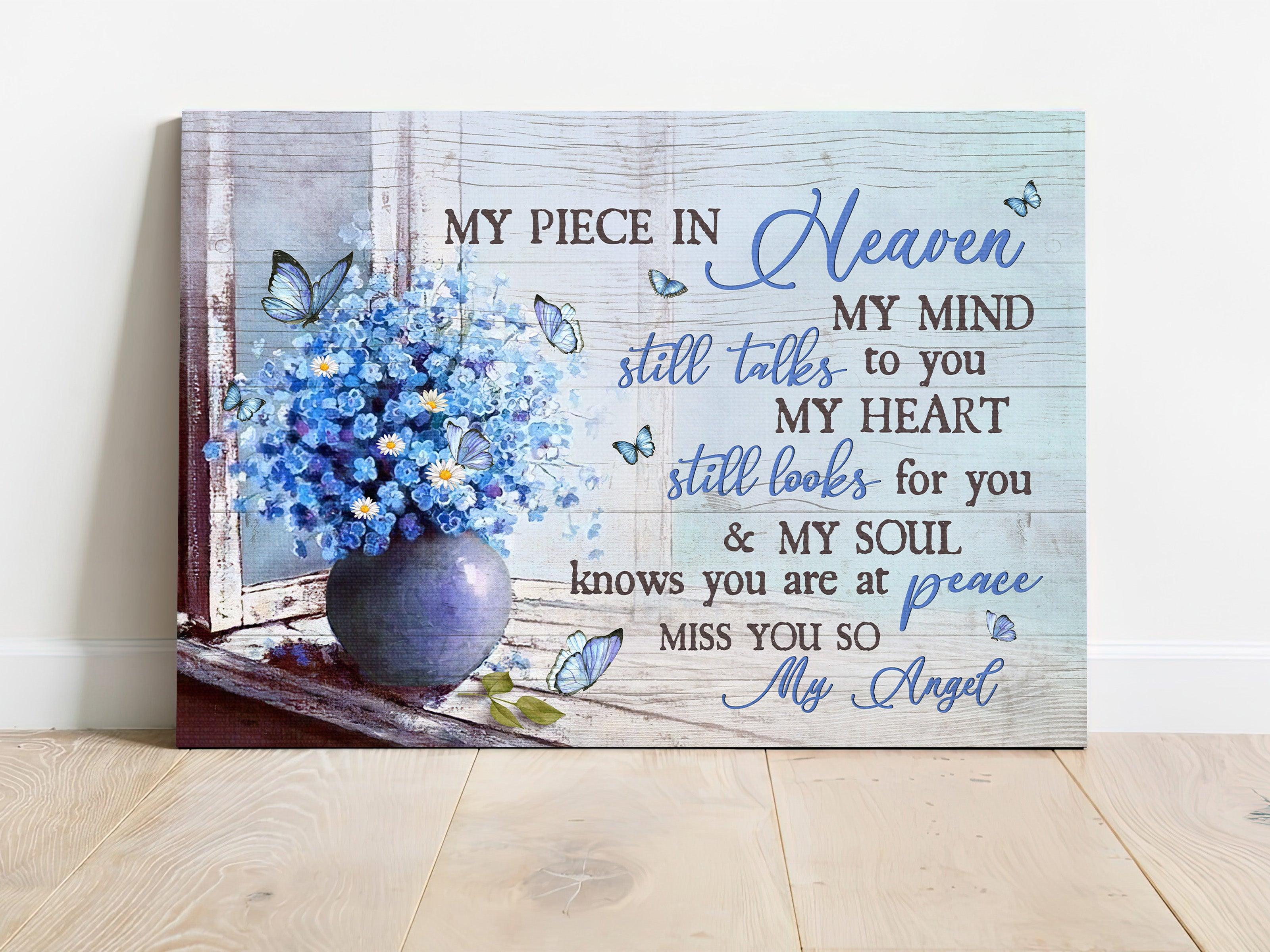 Memorial Premium Wrapped Landscape Canvas - Blue Butterfly , Baby Blue Eyes, My Heart Still Looks For You - Heaven Gift For Members Family - Image 2