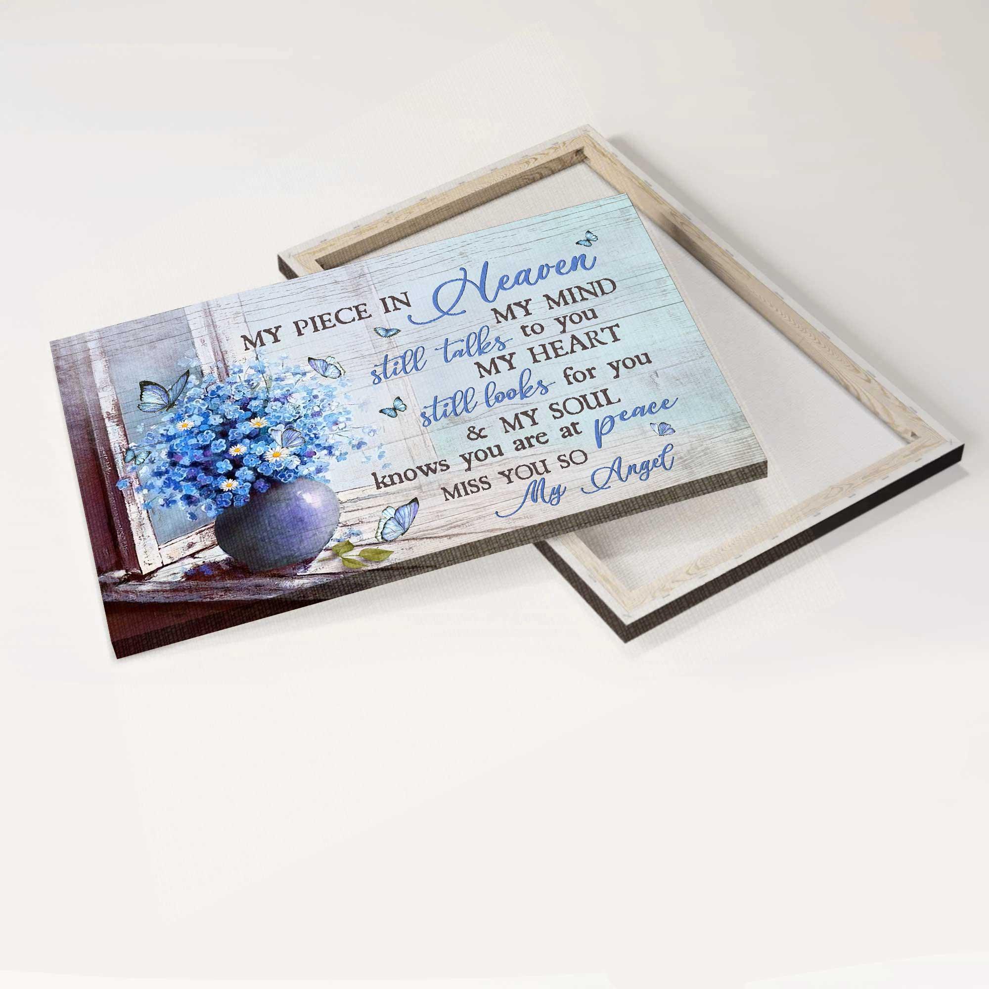 Memorial Premium Wrapped Landscape Canvas - Blue Butterfly , Baby Blue Eyes, My Heart Still Looks For You - Heaven Gift For Members Family - Image 3